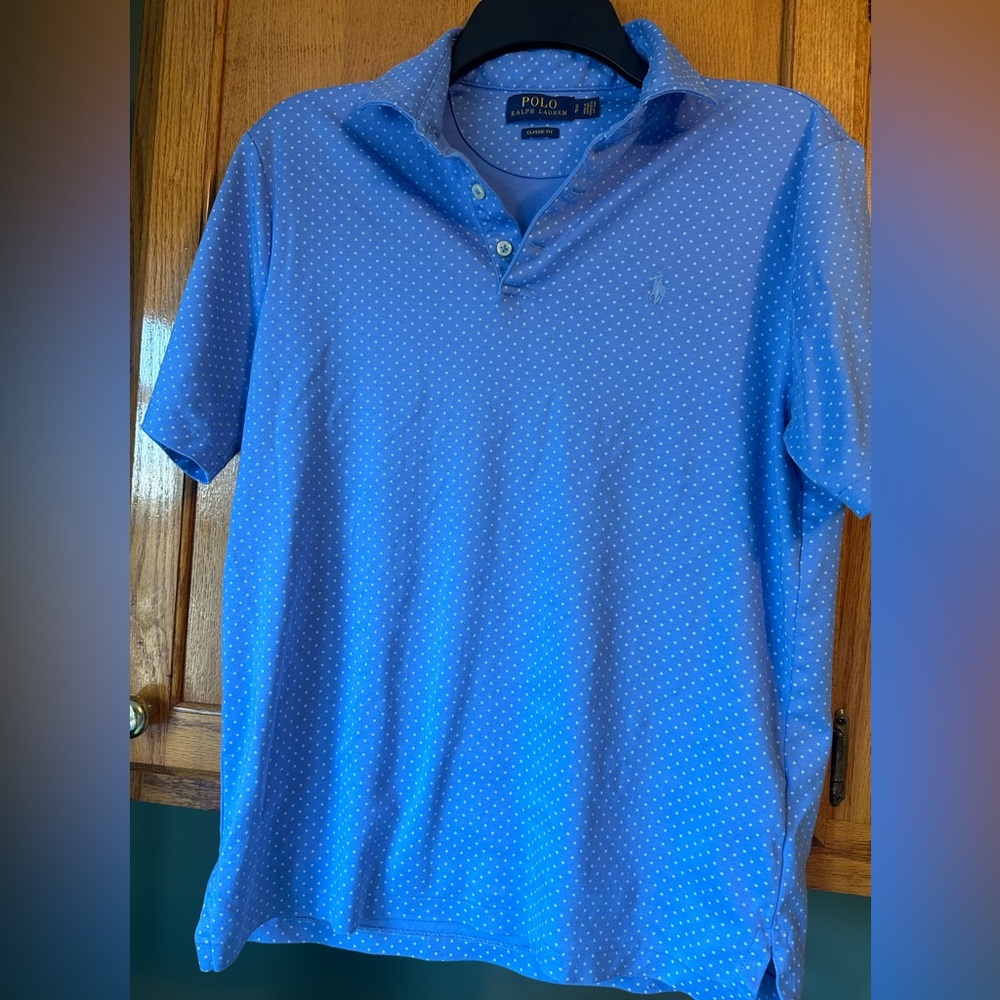 Polo by Ralph Lauren Blue Polo with White Microdot Pattern